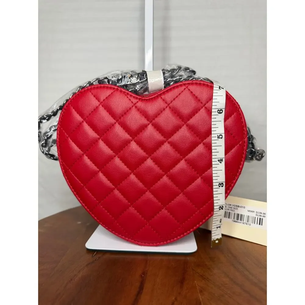 Valentino Orlandi Heart Crossbody MSRP $139 NWT Red Quilted Vegan Leather
